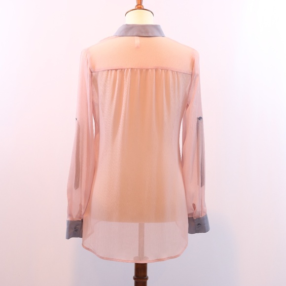 Xhilaration Semi Sheer Button Down Blouse - Picture 4 of 6